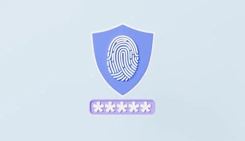 User Login Biometric Authorization, Locked Password Field and Fingerprint Stock Illustration