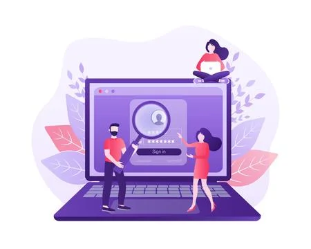 User login with character concept for any purpose. Vector line. Certificate icon Stockillustratie
