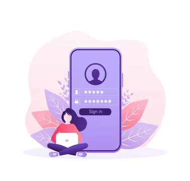 User login with character concept for any purpose. Vector line. Certificate icon 스톡 일러스트