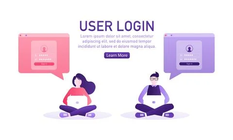User login with character concept for any purpose. Vector line. Certificate icon Stock Illustration