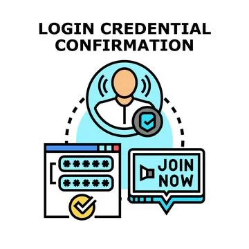 User login credential confirmation for secure account access Stock Illustration