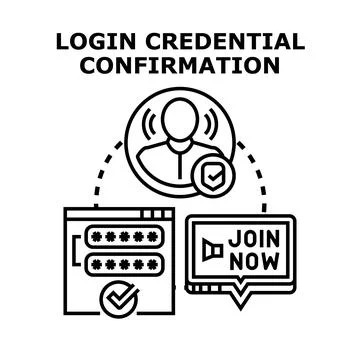 User login credential confirmation for secure account access Stock Illustration