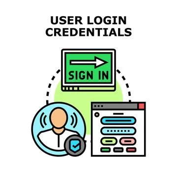 User login credentials concept with security verification Stock Illustration