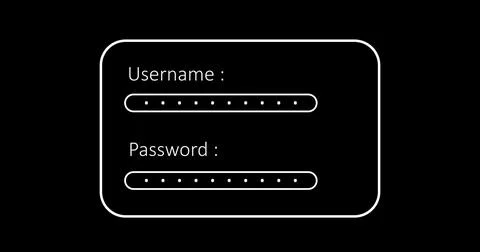 User login credentials simple ui animated page with input fields and asteri.. Illustrazione stock