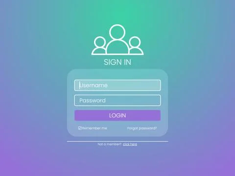 User login form template. Sign in window with blurred backdrop. Login interface Stock Illustration