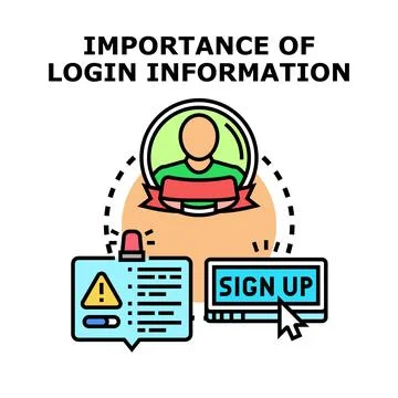 User login information importance for account security Illustrazione stock