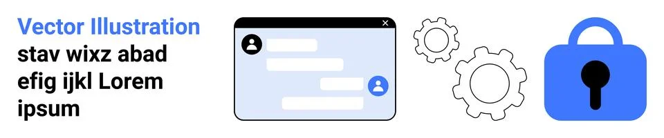 User Login Interface with Security Lock and Settings Cogwheels Stock Illustration