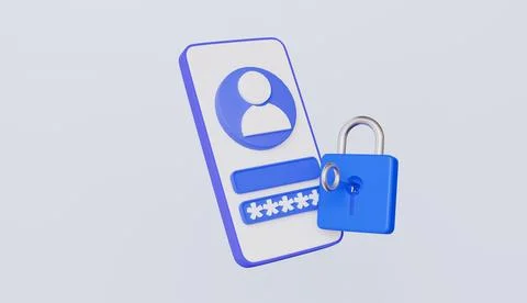User login from mobile phone with password security and padlock key, login Stock Illustration