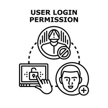 User login permission granting and account management Stock Illustration
