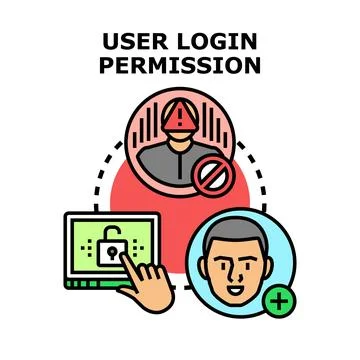 User login permission granting and account management Stock Illustration