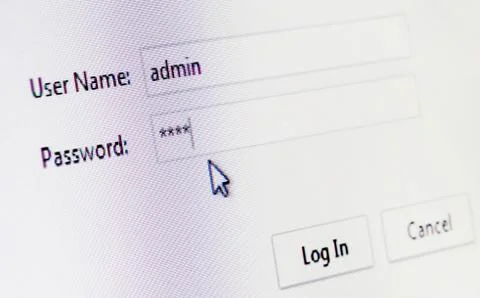 User login on screen Stock Photos