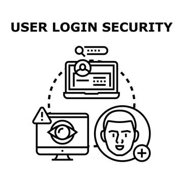 User login security access control and privacy monitoring Stock Illustration