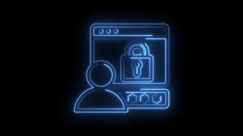 User login security password protected account information with glowing outline Stock Footage 330785217