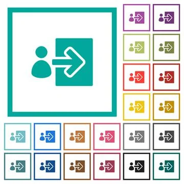 User login solid flat color icons with quadrant frames Stock Illustration