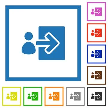 User login solid flat framed icons Stockillustratie