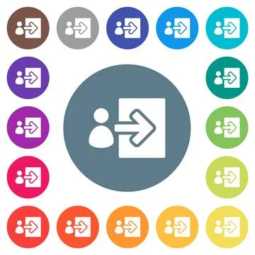 User login solid flat white icons on round color backgrounds イラスト素材