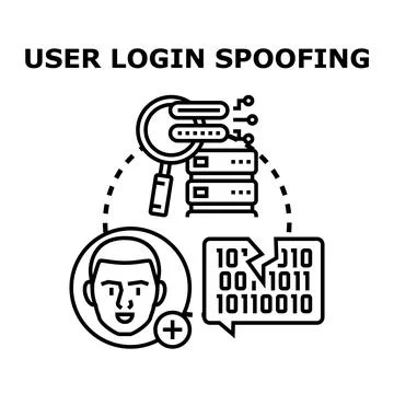 User login spoofing creating cybersecurity threat network system Stock Illustration