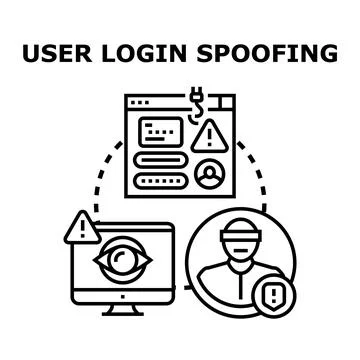 User login spoofing securing personal data identity fraud Illustrazione stock