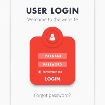 User Login window concept in orange, gray and silver, login page for website Stock Illustration