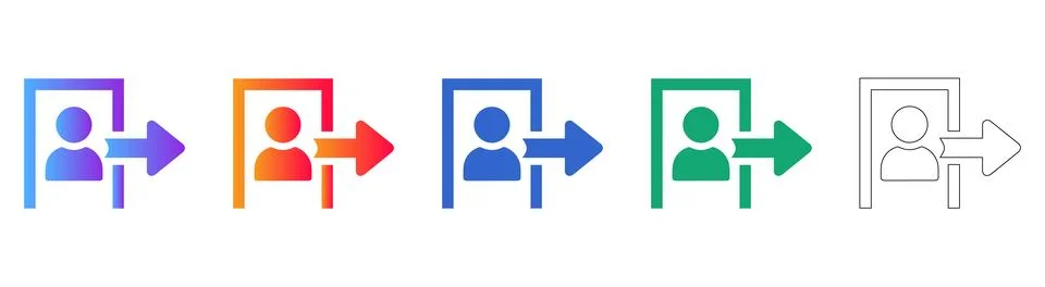 User Logout and Exit Icon Set Stock Illustration