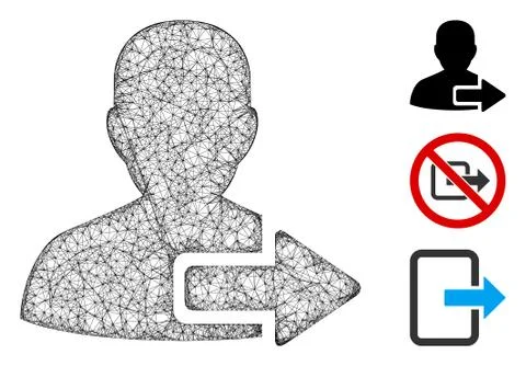 User Logout Arrow Polygonal Web Vector Mesh Illustration Stock Illustration