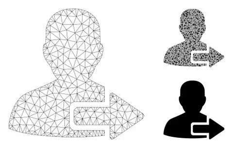 User Logout Arrow Vector Mesh Network Model and Triangle Mosaic Icon Stock Illustration