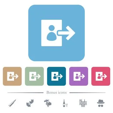 User logout solid flat icons on color rounded square backgrounds Illustrazione stock