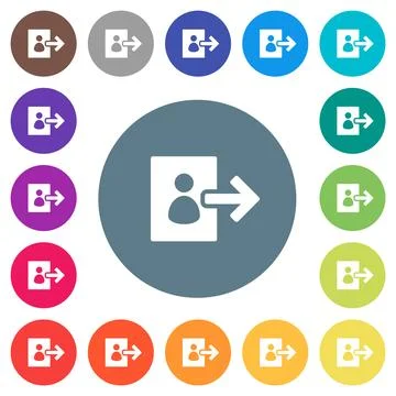 User logout solid flat white icons on round color backgrounds 库存插图