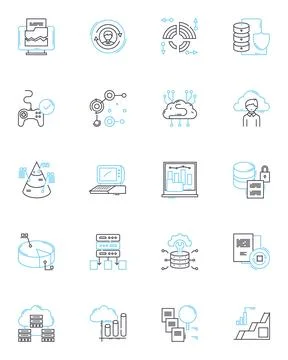 User management linear icons set. Authentication, Authorization, Roles Stock Illustration