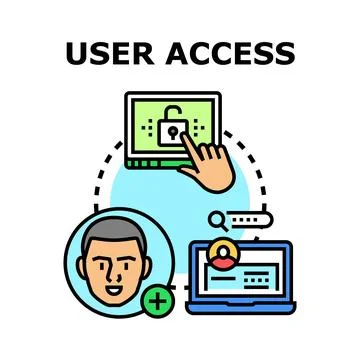 User managing digital account access controls Stock Illustration