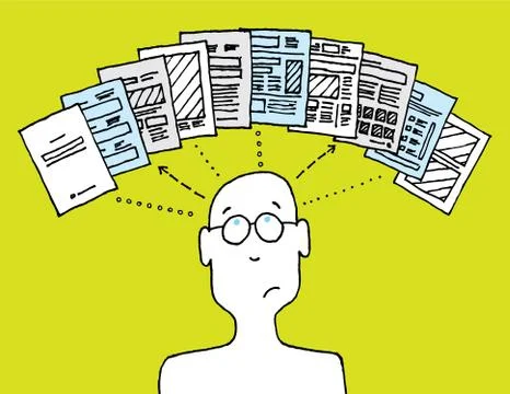 User managing documents Stock Illustration