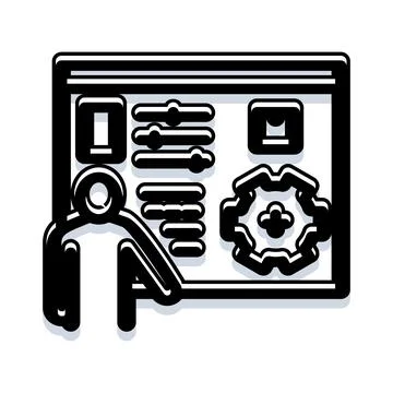 User managing settings on a control dashboard Stock Illustration