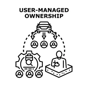 User managing shared ownership distributing resources concept Stock Illustration