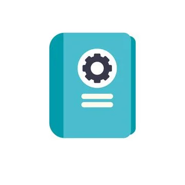 User manual document with gear icon illustrating settings Illustrazione stock