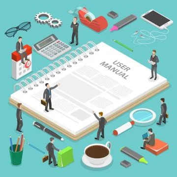 User manual flat isometric vector concept. 스톡 일러스트