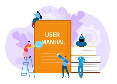 User manual guide book, vector illustration. Guidance by information, tutorial 스톡 일러스트