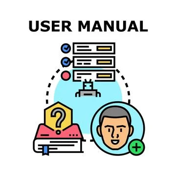 User manual helping with frequently asked questions Stock Illustration