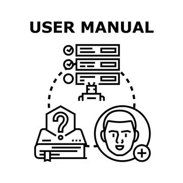 User manual helping with frequently asked questions Stock Illustration