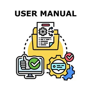 User manual helping with online settings and support Stock Illustration