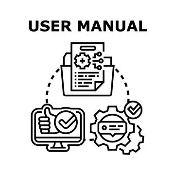 User manual helping with online settings and support Stock Illustration