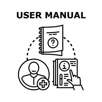 User manual helping user finding information guidance Stock Illustration