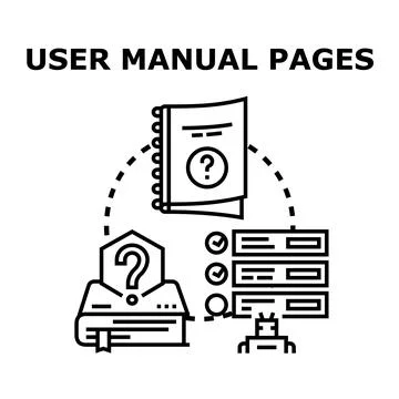 User manual pages providing information assistance support イラスト素材