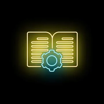 User manual settings guide neon icon concept Illustrazione stock