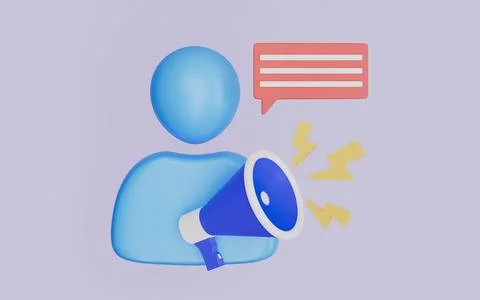 User with megaphone and speech bubble, Business marketing, Target audience Stock Illustration