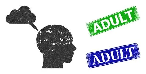 User Mental Cloud Grunge Icon and Rubber Adult Stamp Seal Stock Illustration