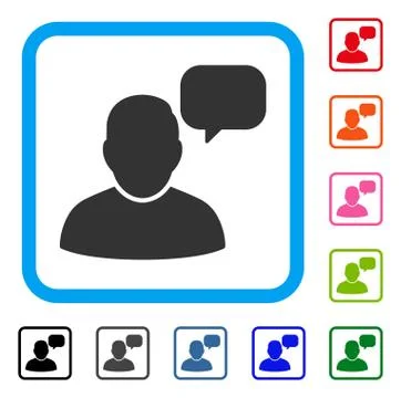 User Message Cloud Framed Icon Stock Illustration