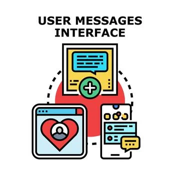 User messages interface concept for digital communication Ilustração Stock