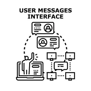 User messages interface networking online on laptop Stock Illustration