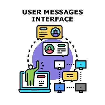 User messages interface networking online on laptop Stock Illustration