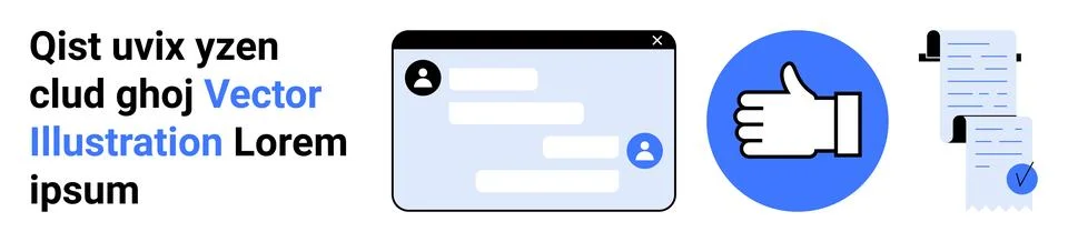 User Messaging Interface with Thumbs Up Icon and Document Checklists Illustrazione stock